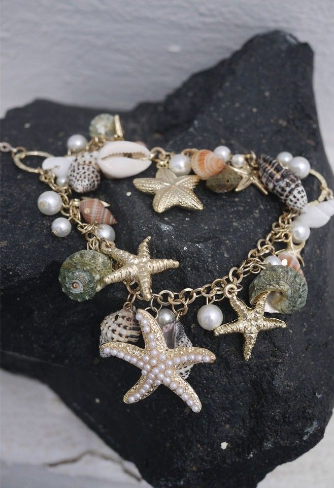 Collar con Perlas, Estrellas de Mar y Caracolas