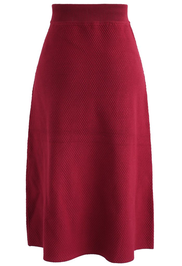 Falda con forro de punto en relieve galante en rojo