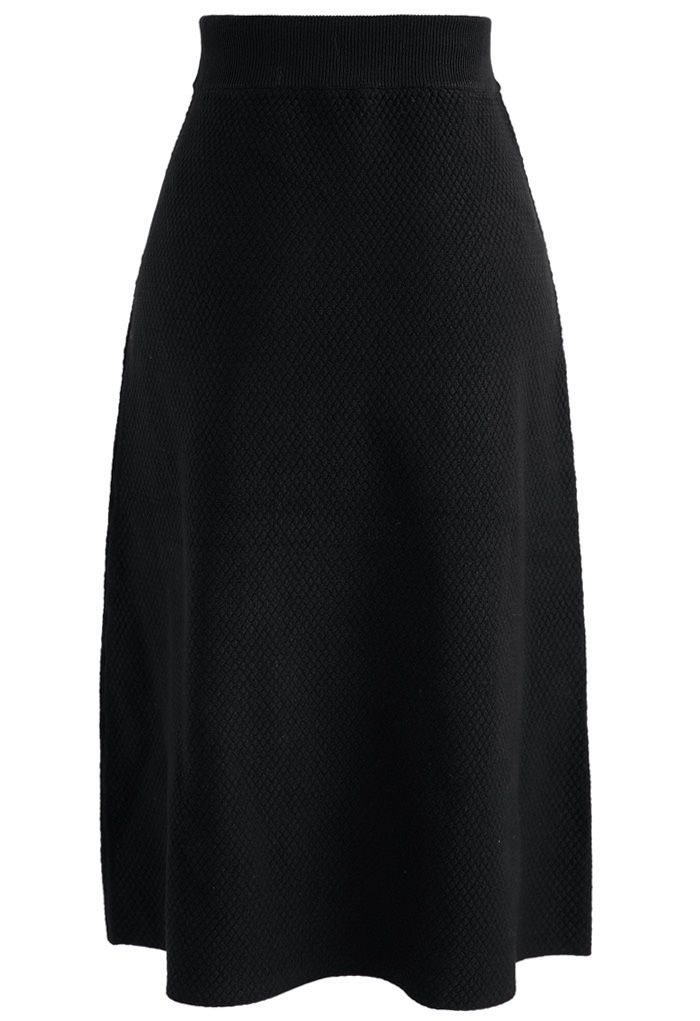 Falda con forro de punto en relieve galante en negro