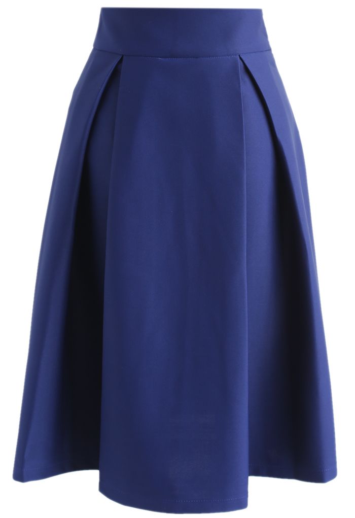 Falda midi de una línea completa en azul real