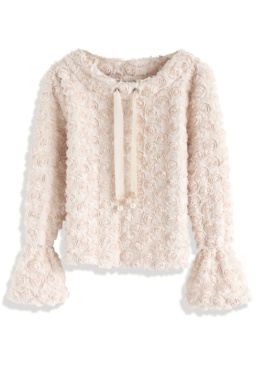 All Day with Fragrant Rose Faux Fur Sweater in Nude Pink