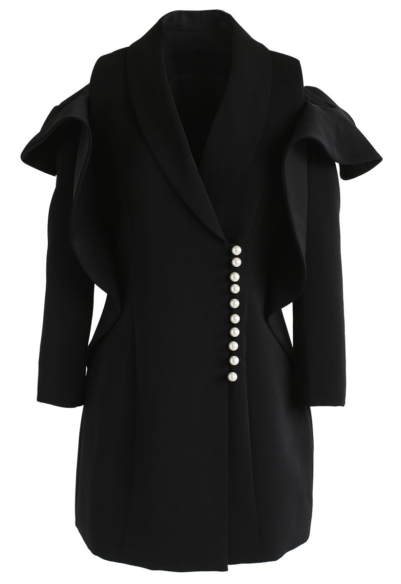 Vestido de abrigo con hombros descubiertos y cuello en V de Shining Pearls en negro
