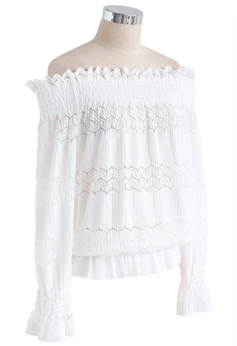 Stay Cute Ribbed Top Off White Shoulder