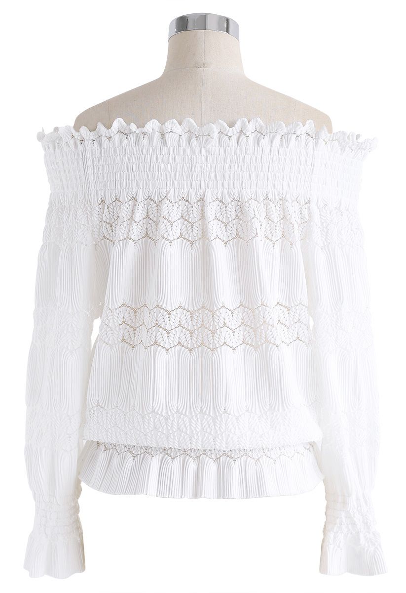 Stay Cute Ribbed Top Off White Shoulder