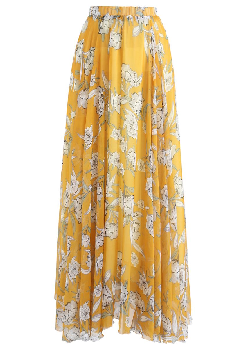Media falda amarilla con flores en 3D para mujer, Falda corta