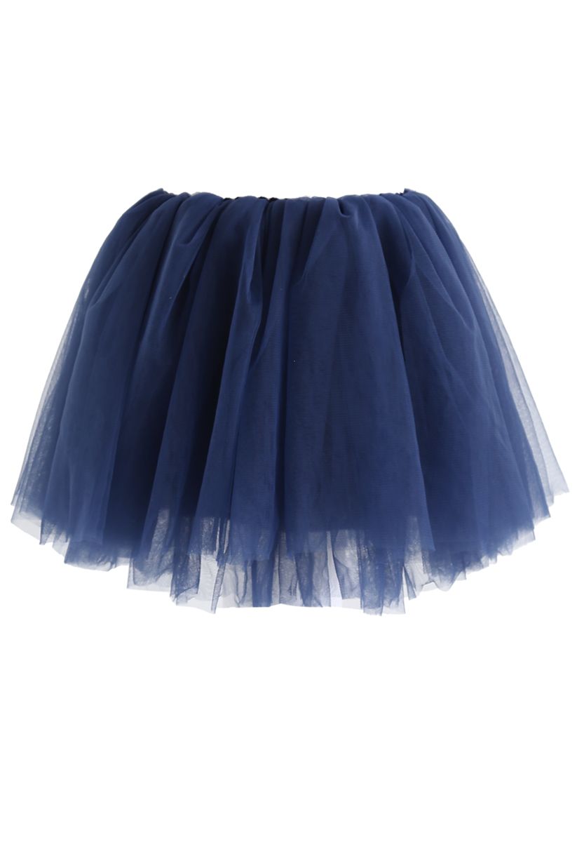 Falda de tul de malla Amore en azul marino para niños
