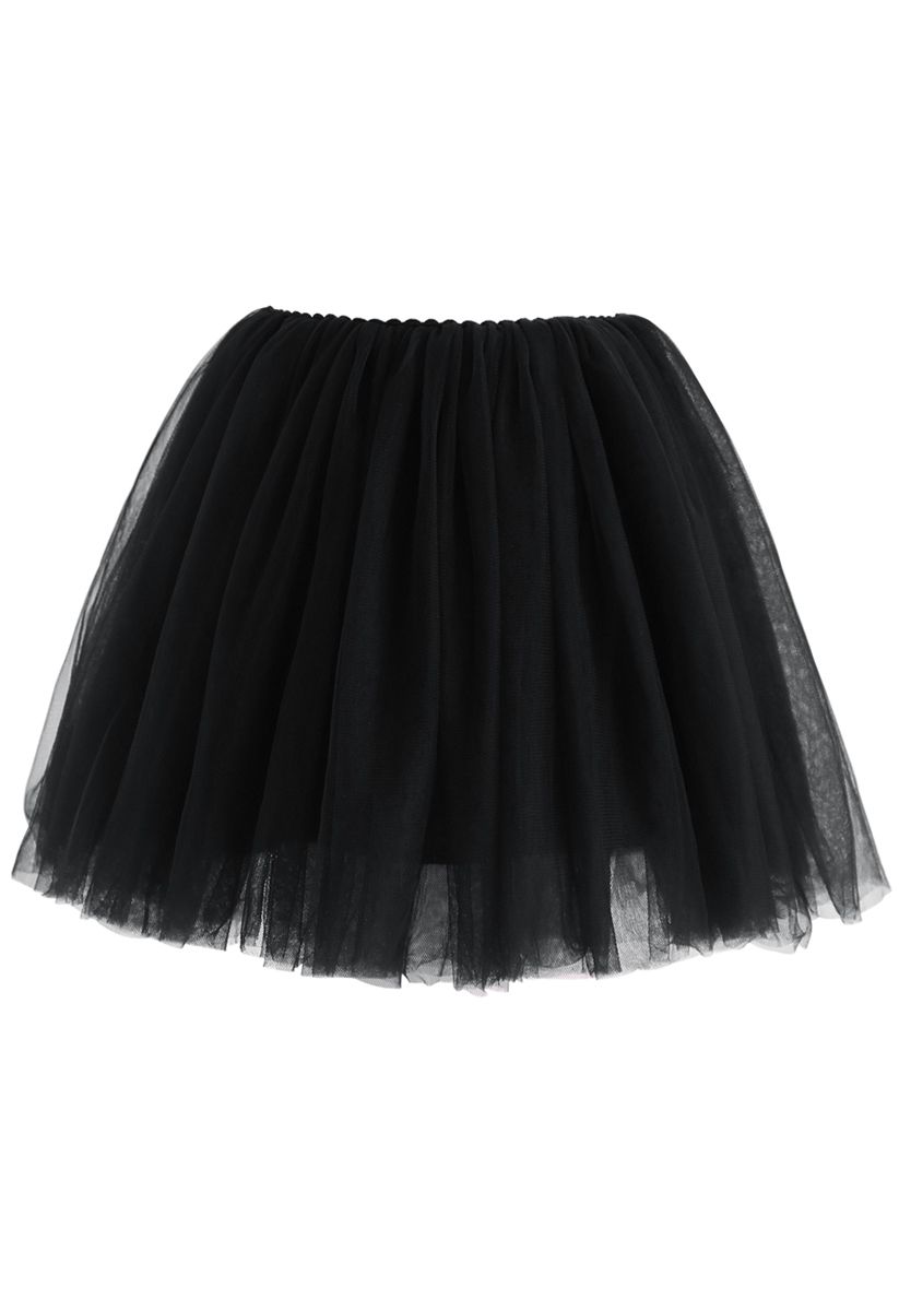 Falda de tul de malla Amore en negro para niños