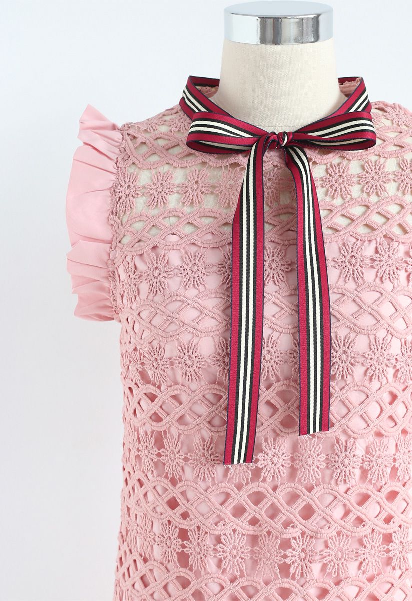 Vestido sin mangas de crochet Always a Good Time en rosa