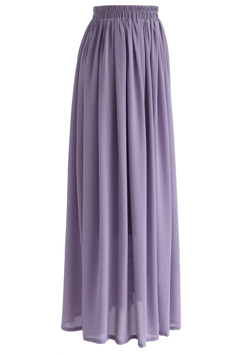 Maxi Falda con Pliegues en Color Violeta