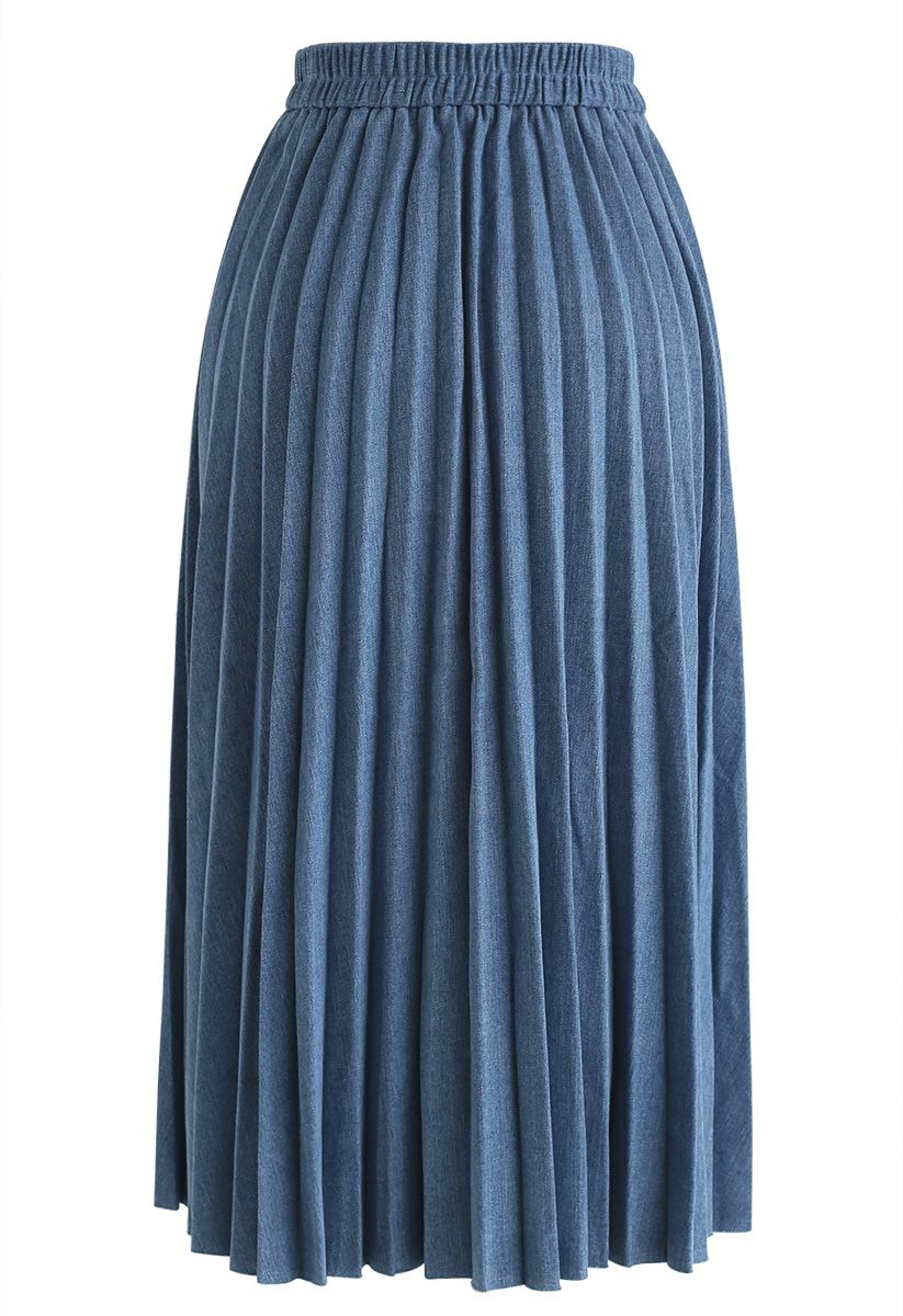 Falda midi de mezclilla plisada de los años 90