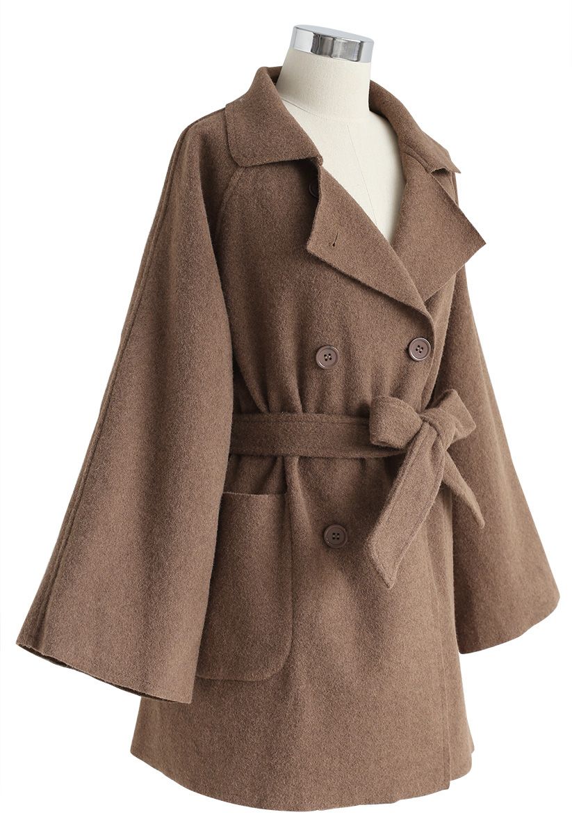 Abrigo marrón de mezcla de lana con doble botonadura de Peppy and Ready