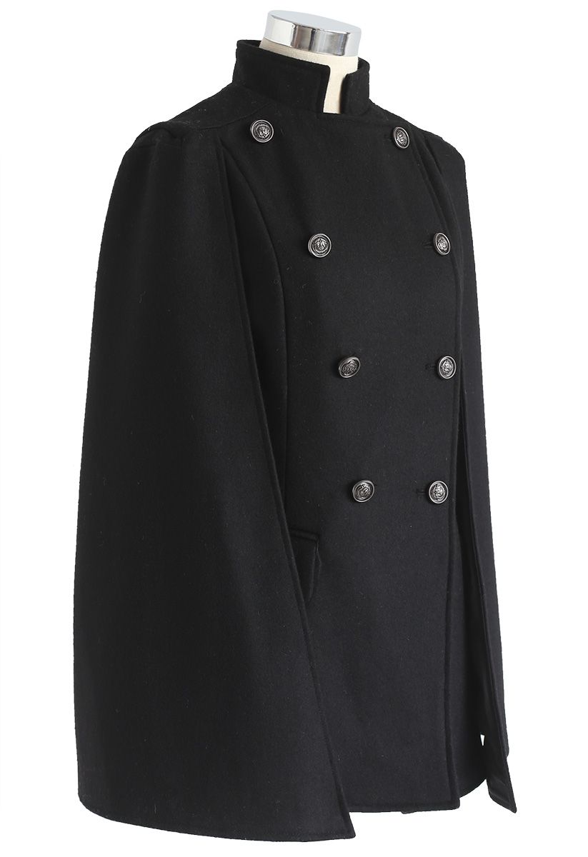 Capa capa con doble botonadura Royal Elegance en negro