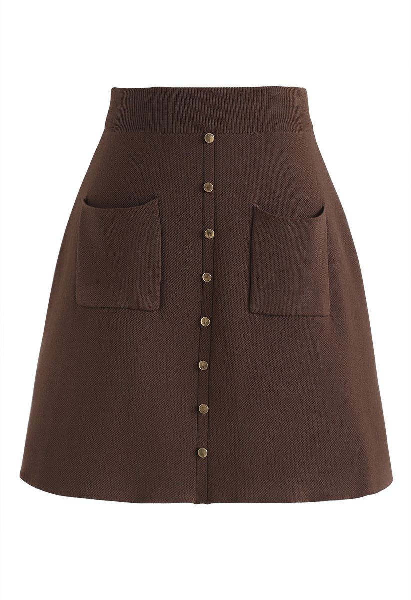 Minifalda de punto Charm in This Way en marrón