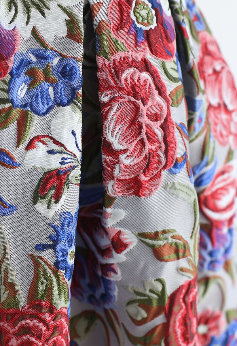 Falda midi plisada en relieve floral sin límites