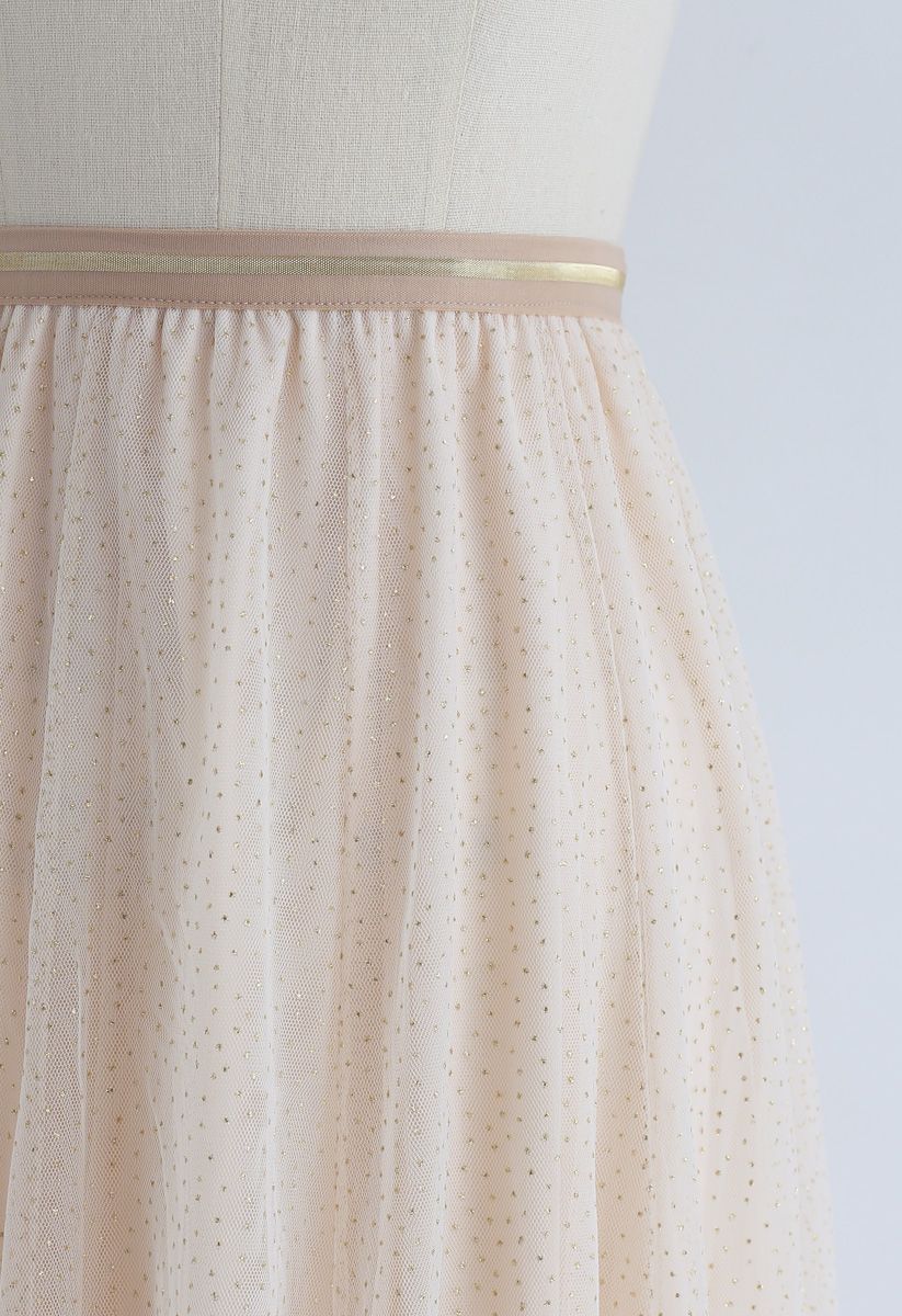 Falda de malla Twinkling Stars en color crema
