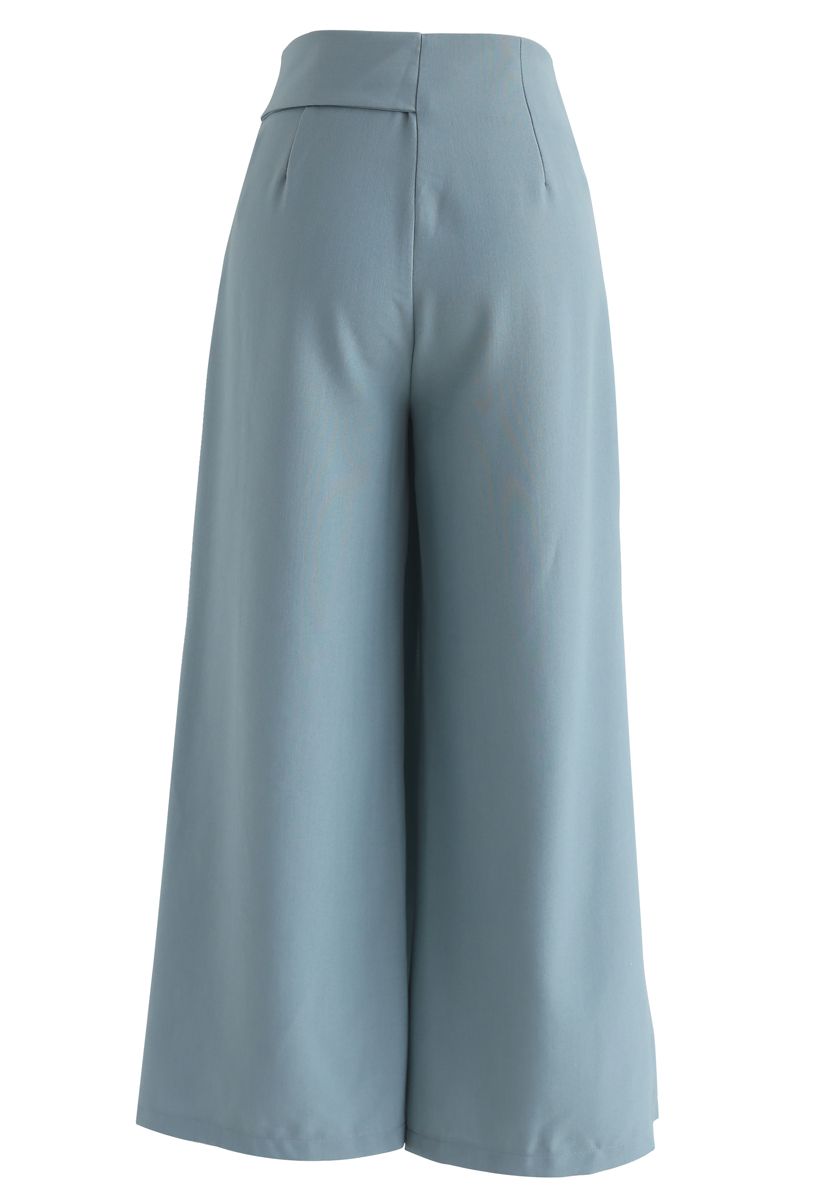 Pantalones de pernera ancha con solapa en azul de Breaking Basics