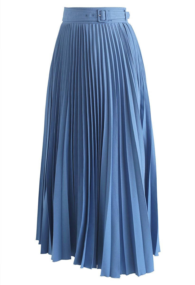 Falda midi plisada Tender Breeze en azul