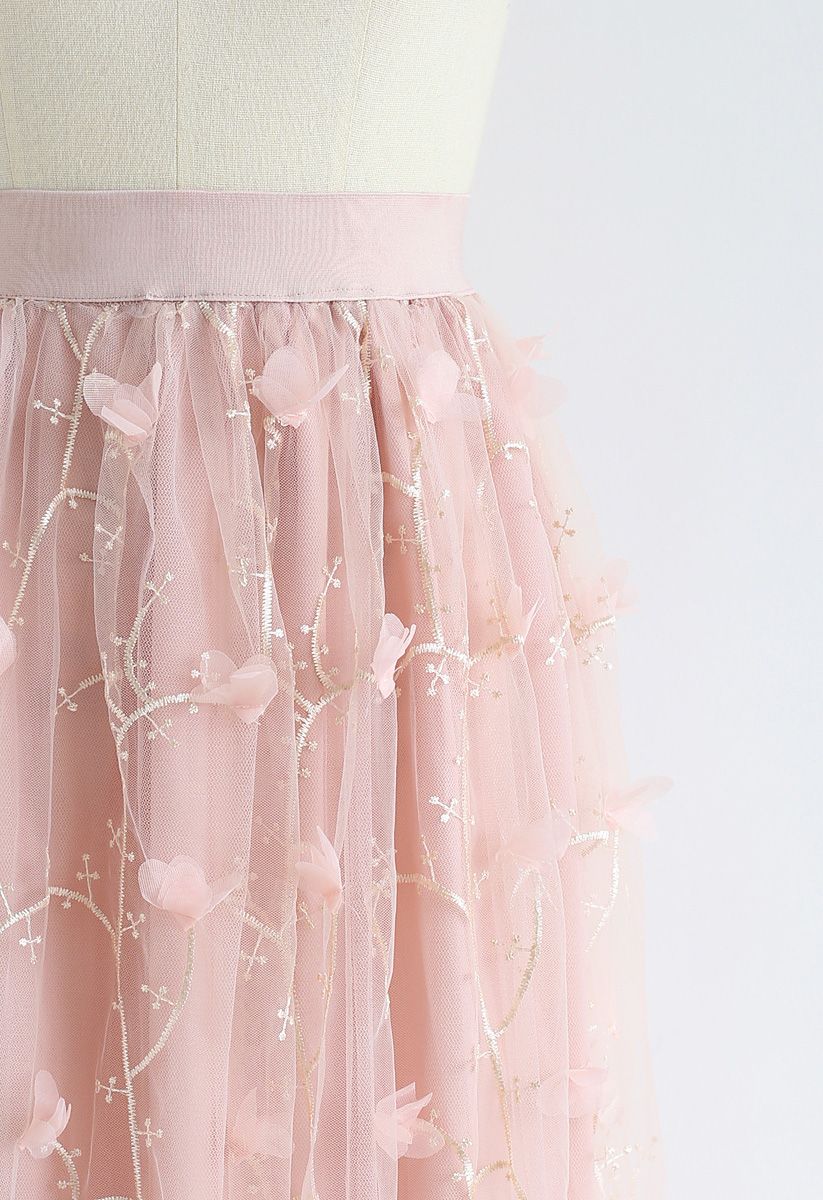 Falda de malla Sueños fluorescentes en rosa