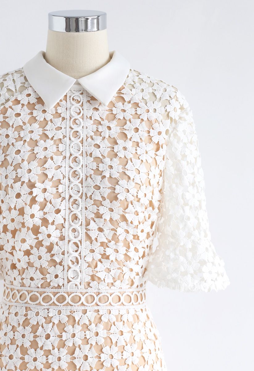 Faith in Elegance Vestido recto crochet blanco