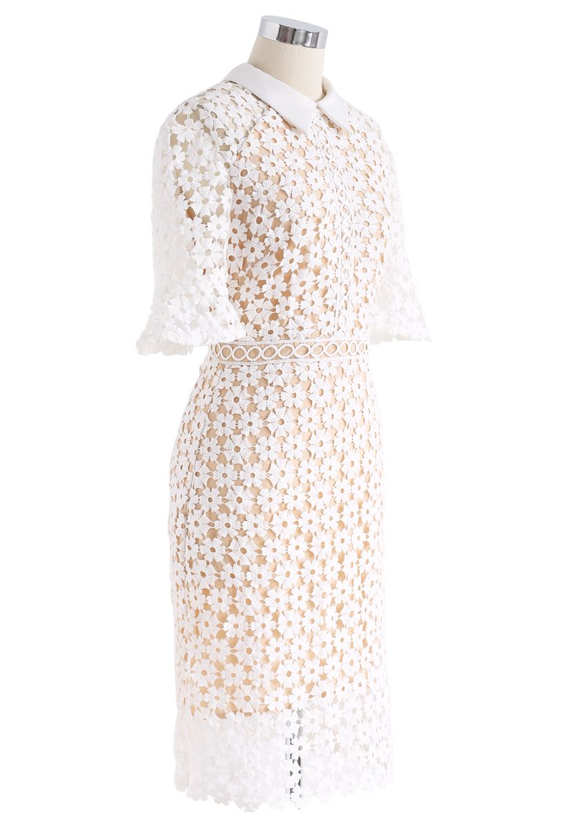 Faith in Elegance Vestido recto crochet blanco