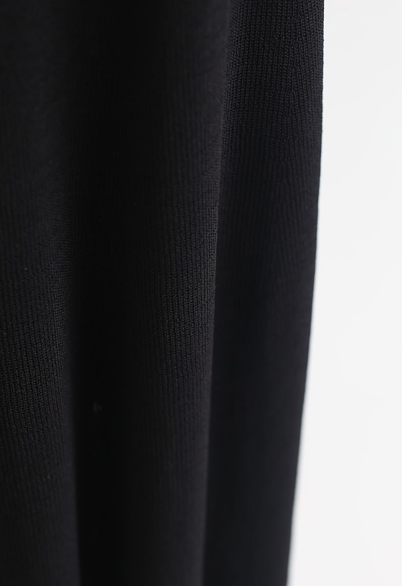 Conjunto de falda y top de punto sofisticado clásico en negro