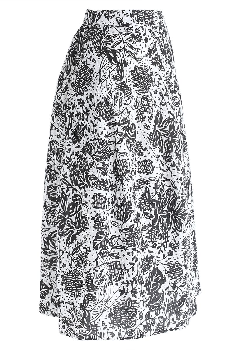 Imagina más una falda de una línea en relieve floral en negro