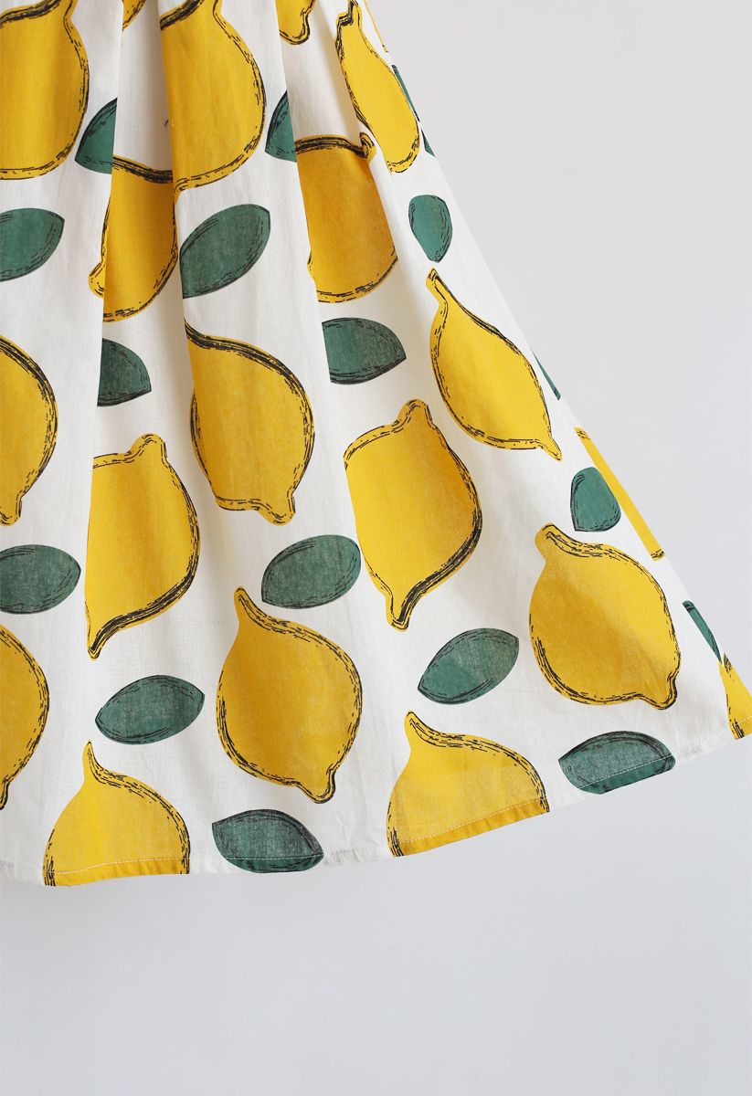 Falda midi de verano limón fresco A-Line