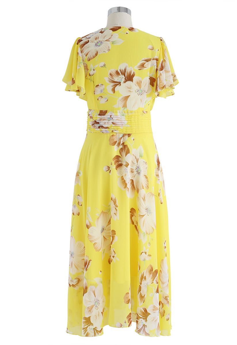 Vestido de gasa floral Sweet Surrender en amarillo
