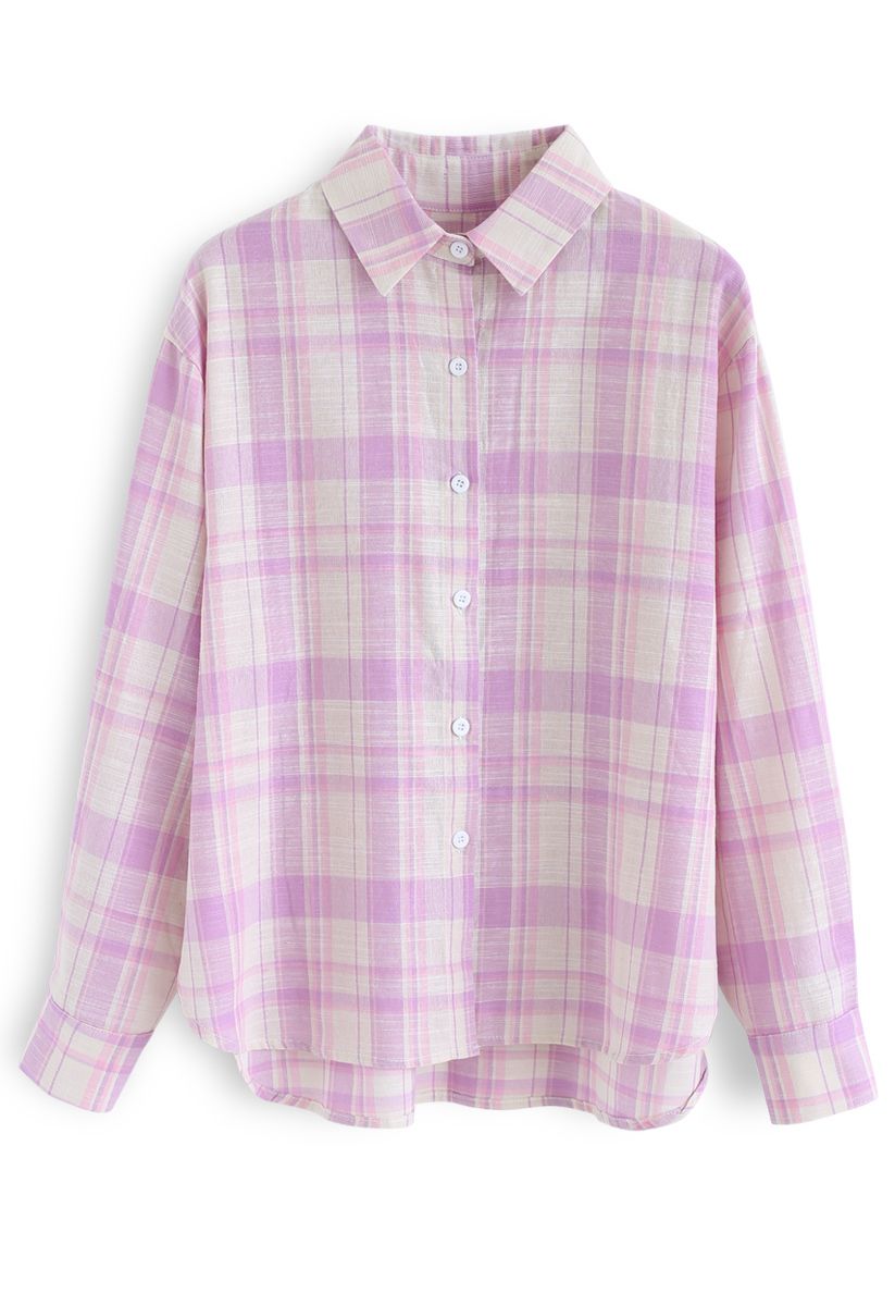 Camisa de manga larga a cuadros Peppy en rosa