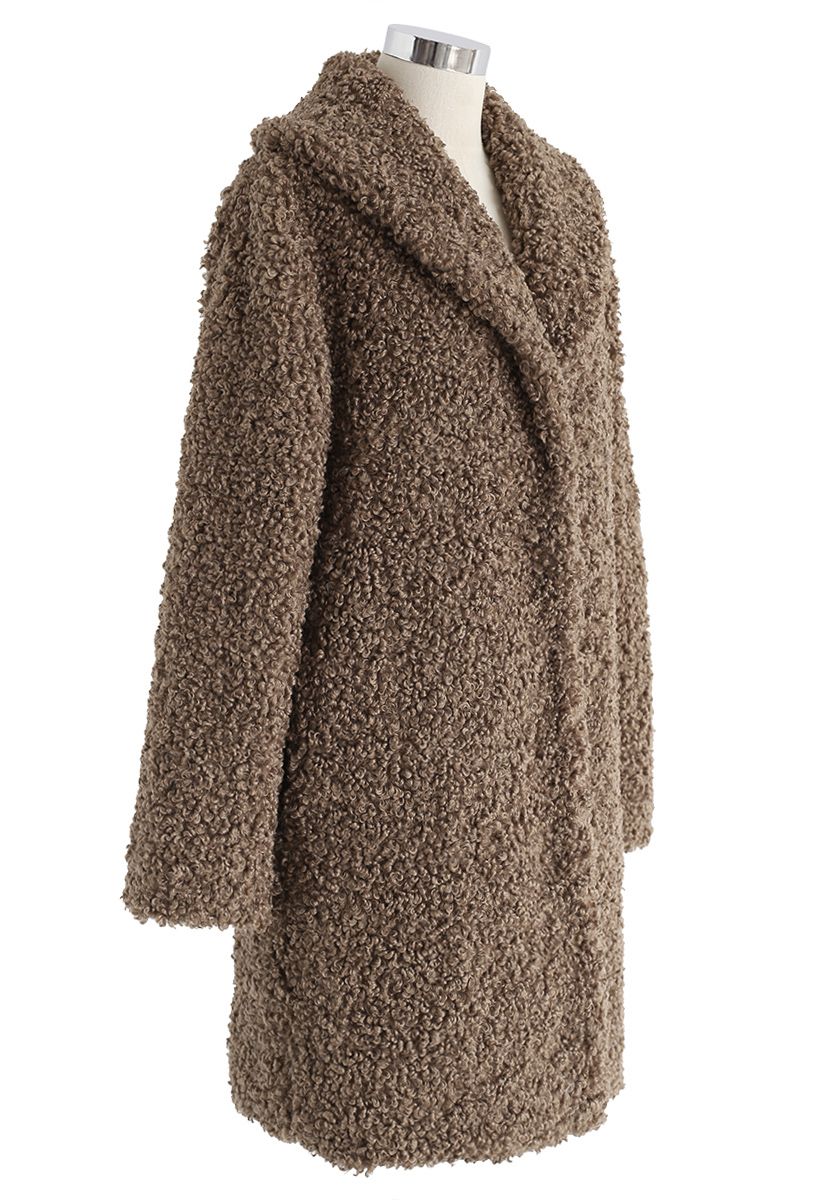 Abrigo largo de pelo sintético Feeling of Warmth en marrón