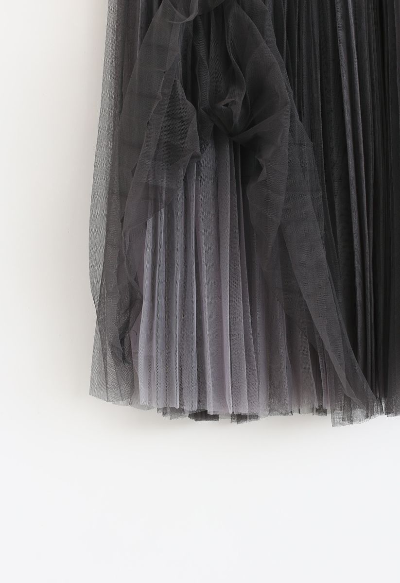 Falda de tul de malla de doble capa en humo