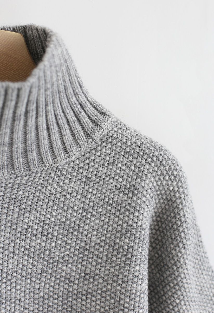 Suéter de punto de cuello alto Cosy Daydreams en gris