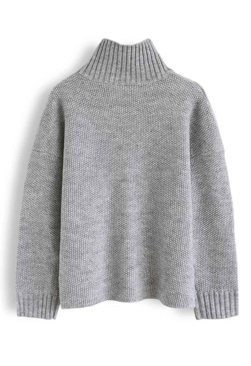 Suéter de punto de cuello alto Cosy Daydreams en gris