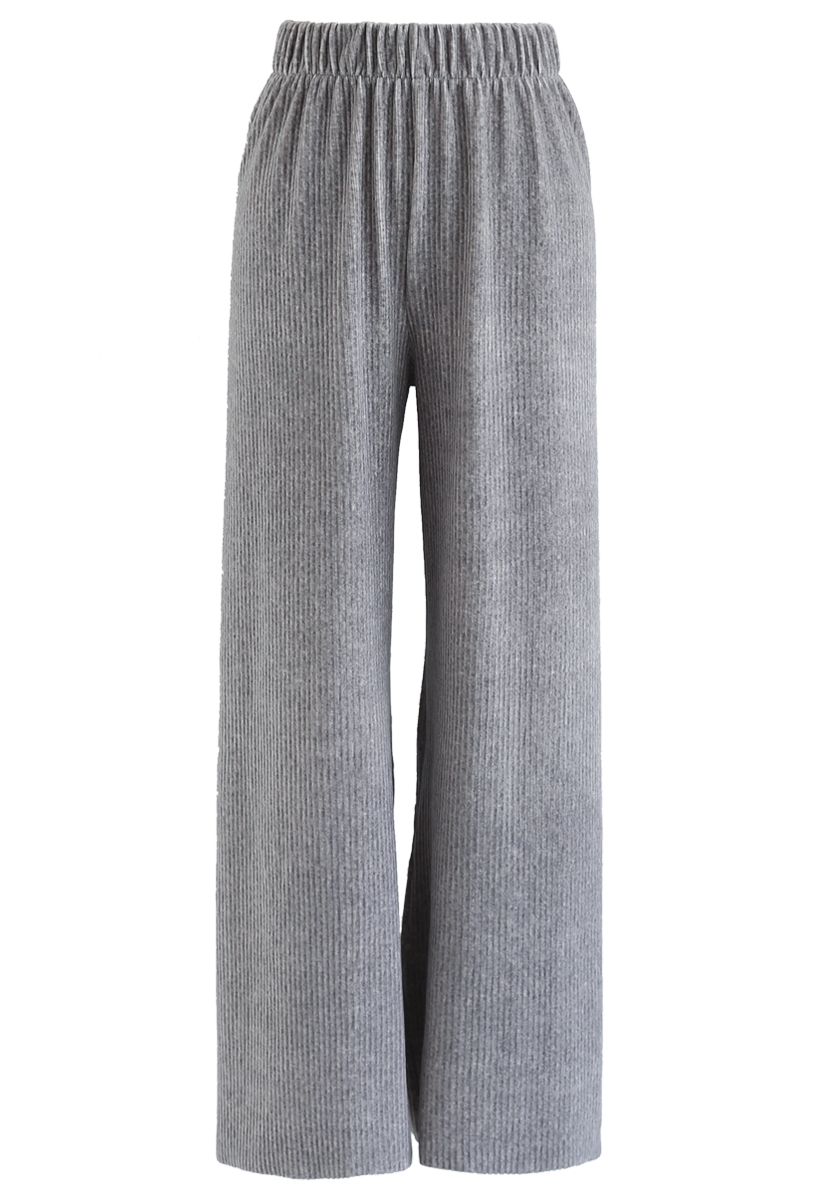 Pantalón ancho de pana en gris