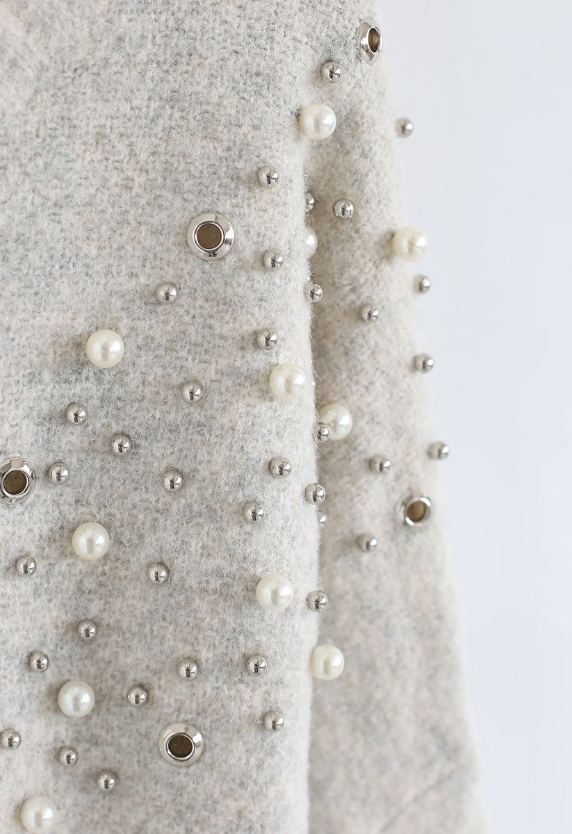 Suéter de punto extragrande con bajo sin rematar de Pearls and Beads