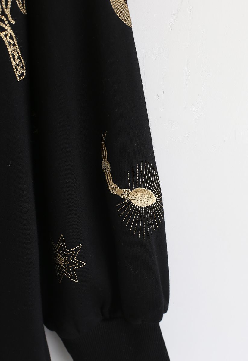 Sudadera bordada con el signo de la estrella en negro