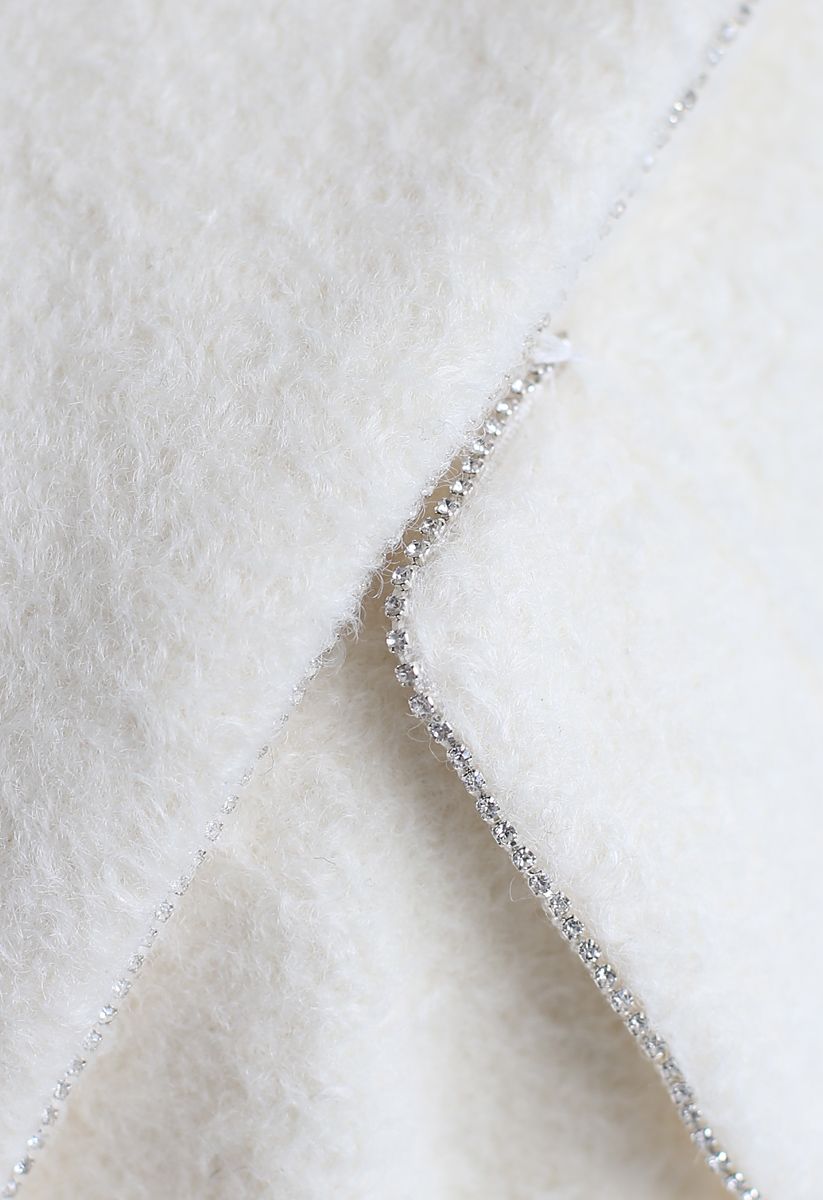 Abrigo de mezcla de lana con doble botonadura y borde de cristal