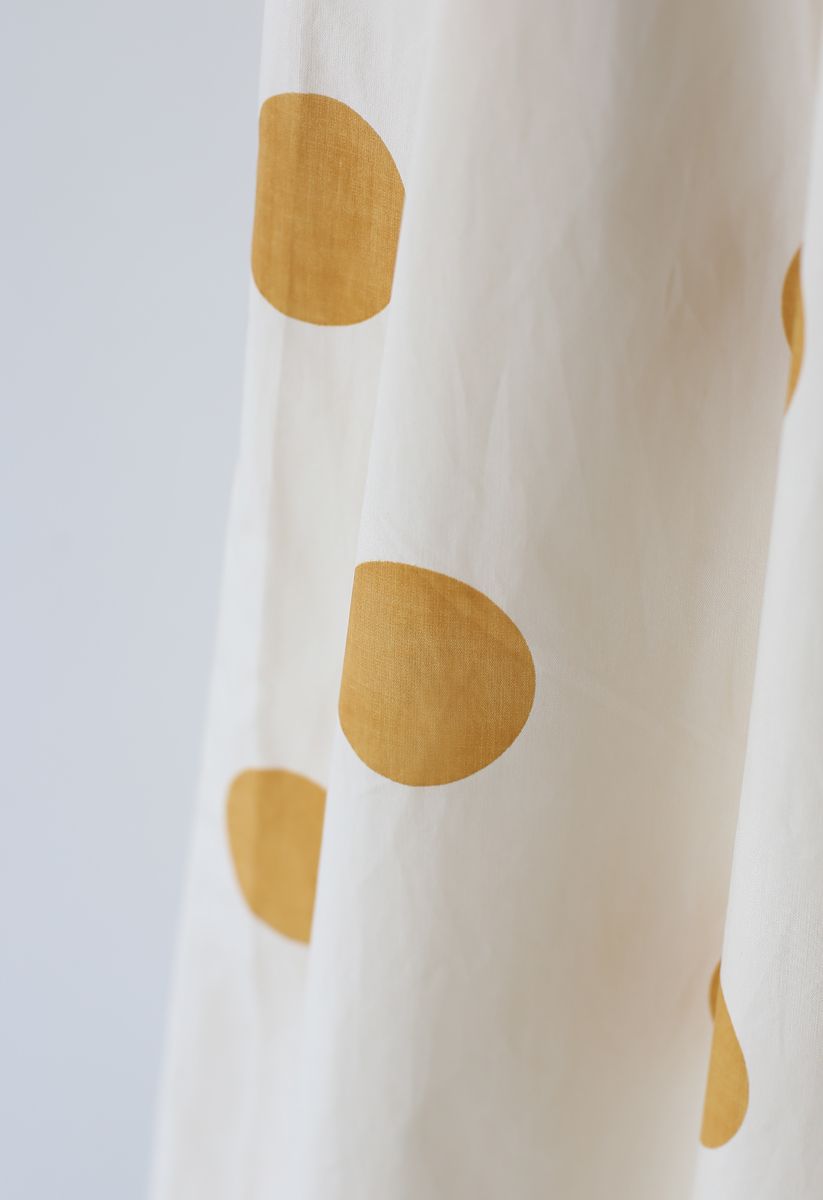 Falda midi con estampado de lunares en contraste en amarillo claro