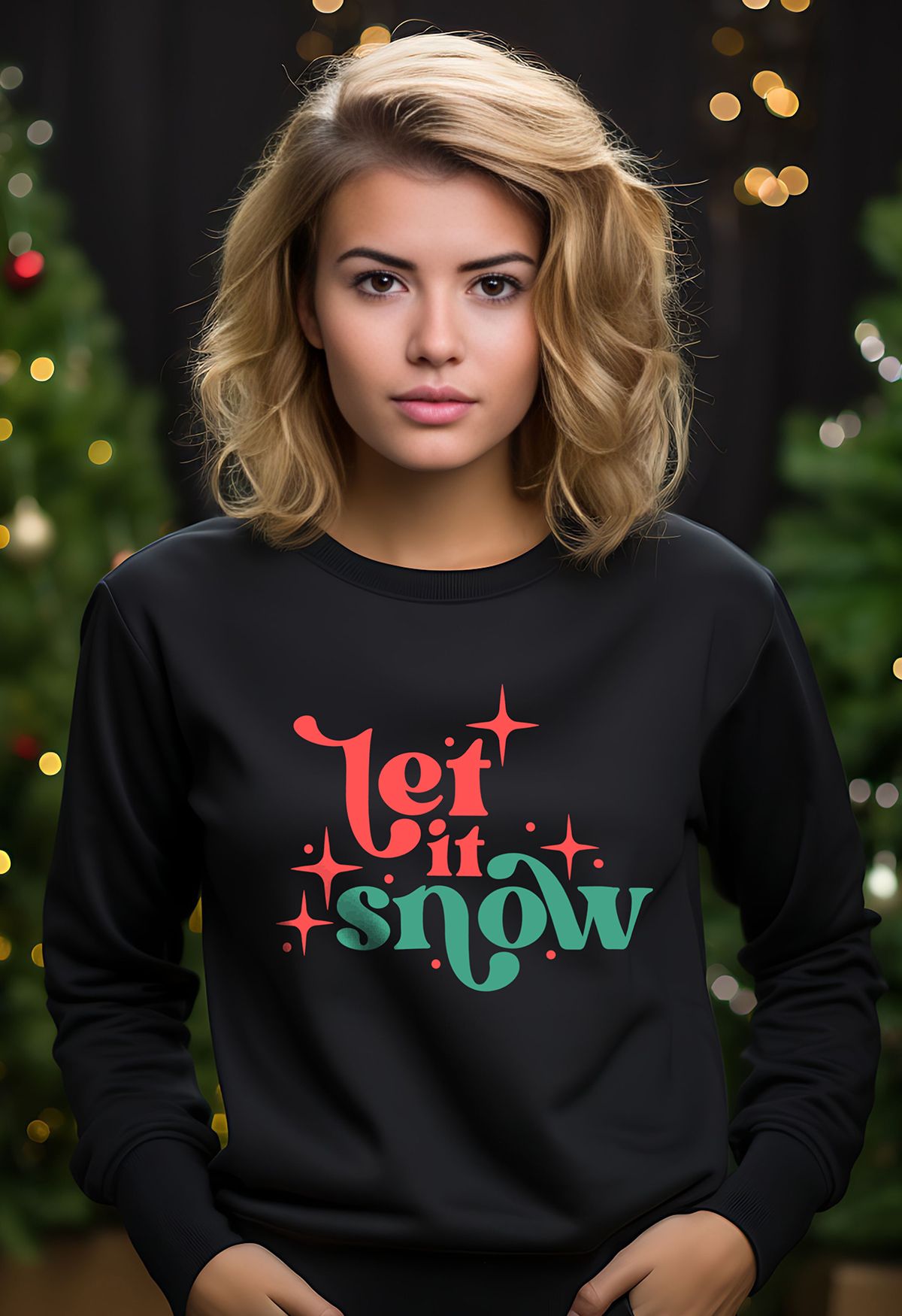 Sudadera con estampado Let It Snow en negro