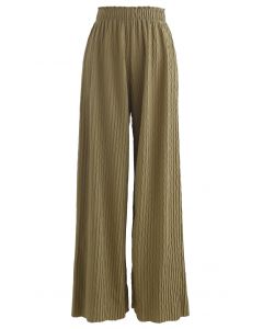 Pantalones anchos con estampado en zigzag en verde musgo