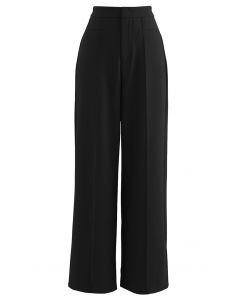 Pantalones de pierna recta con detalle de costuras en negro