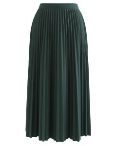 Falda midi plisada en verde oscuro Simplicity