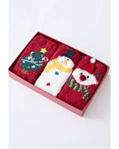 Snowman Fuzzy Crew Calcetines Caja de regalo