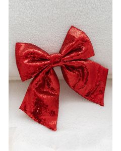 Adorno de Navidad Bowknot de lentejuelas completas en rojo
