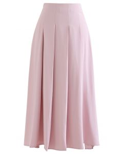 Falda larga plisada de espalda hacia adelante en rosa