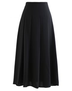 Falda larga plisada de espalda hacia adelante en negro