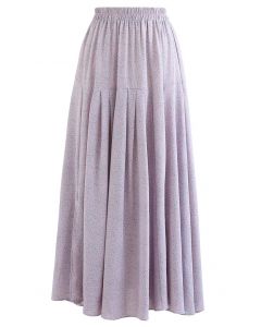 Falda larga plisada con estampado de lunares ditsy en lila