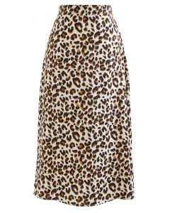 Falda midi con estampado de leopardo africano