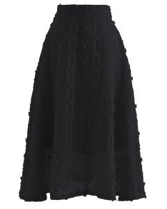 Falda midi acampanada 3D Cotton Candy en negro