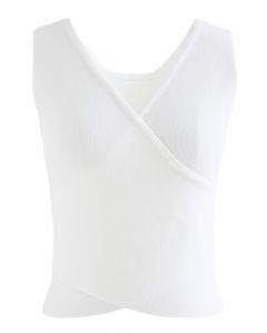 Camiseta sin mangas de punto cruzado en blanco